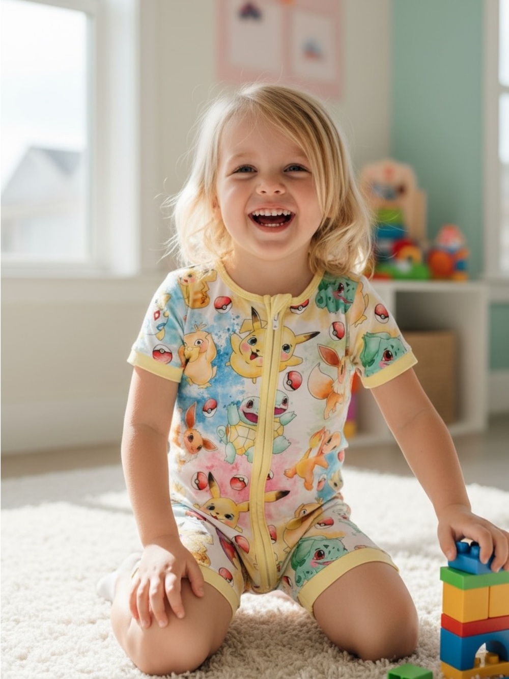 Pokemon Yellow Multi-Color Toddler One-Piece Romper BAMBOO